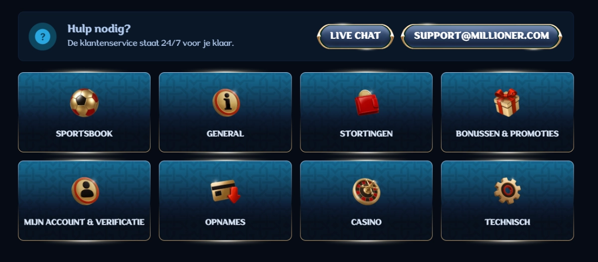 millioiner casino ondersteuningsservice